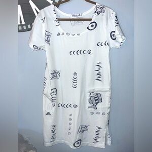 Ingear Resort white and navy cotton blue ocean beach dress size medium